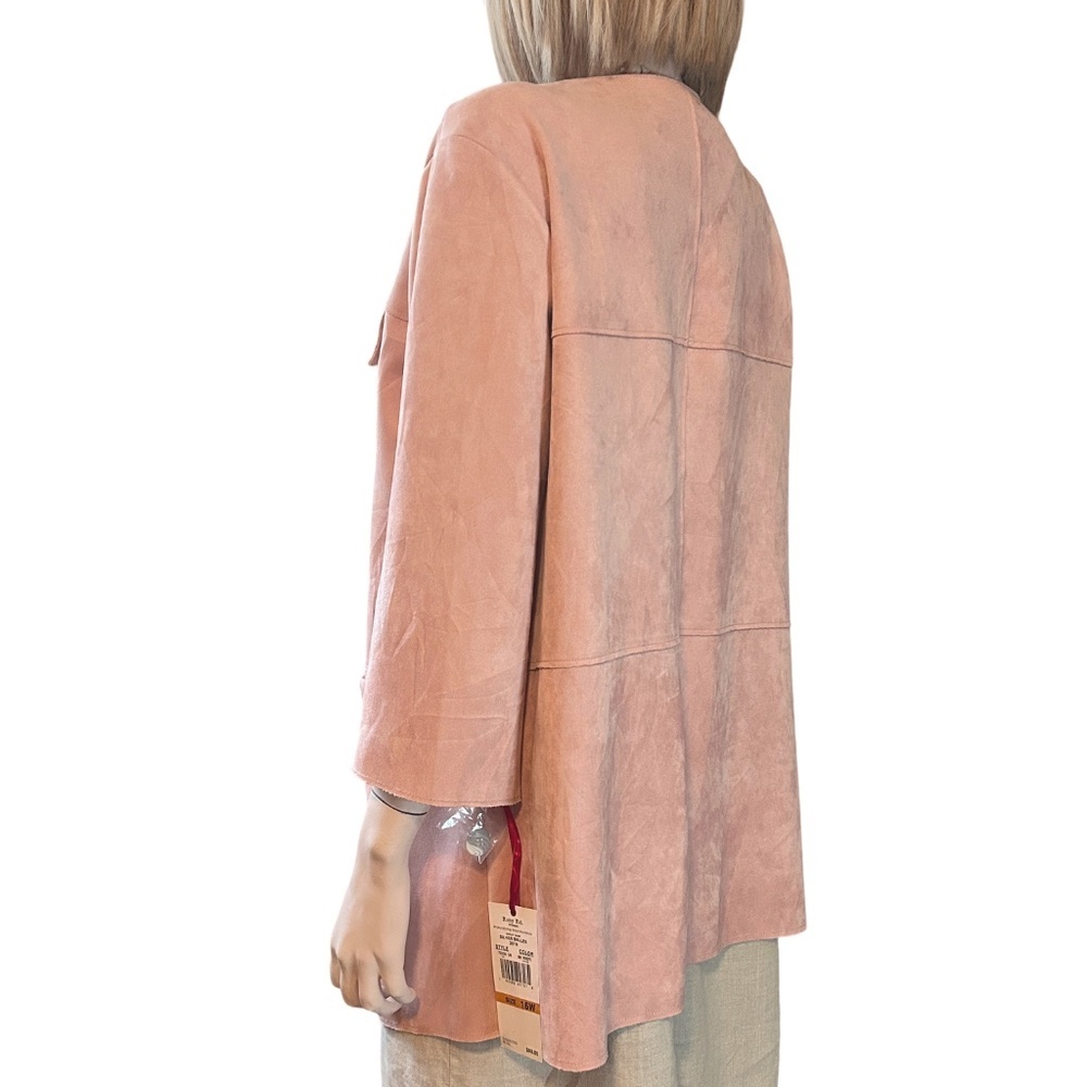 Ruby Rd. Duster Coat Jacket Open Front Pale Pink Bracelet Sleeve Four Pockets